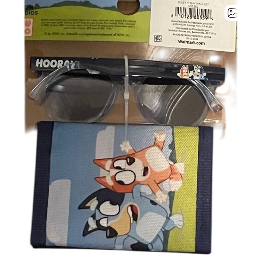 🔴 3/$12 Bluey Sunglasses & Wallet Set Kids UV400‎ Protection Trifold Wallet NWT
